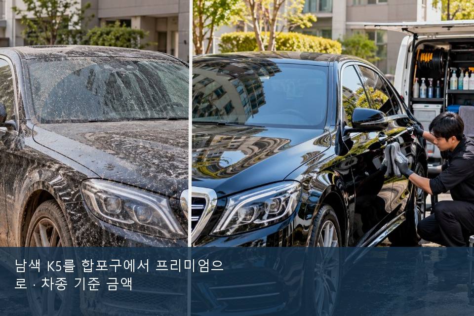 남색 K5를 합포구에서 프리미엄으로 · 차종 기준 금액